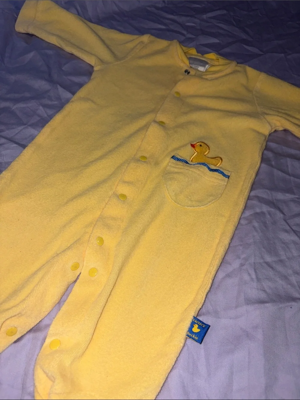 Vintage Carter's Terrycloth Yellow Duck Footie Pajamas